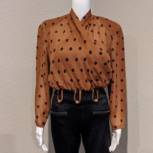 Vintage 80s Polk-a-dot  blouse